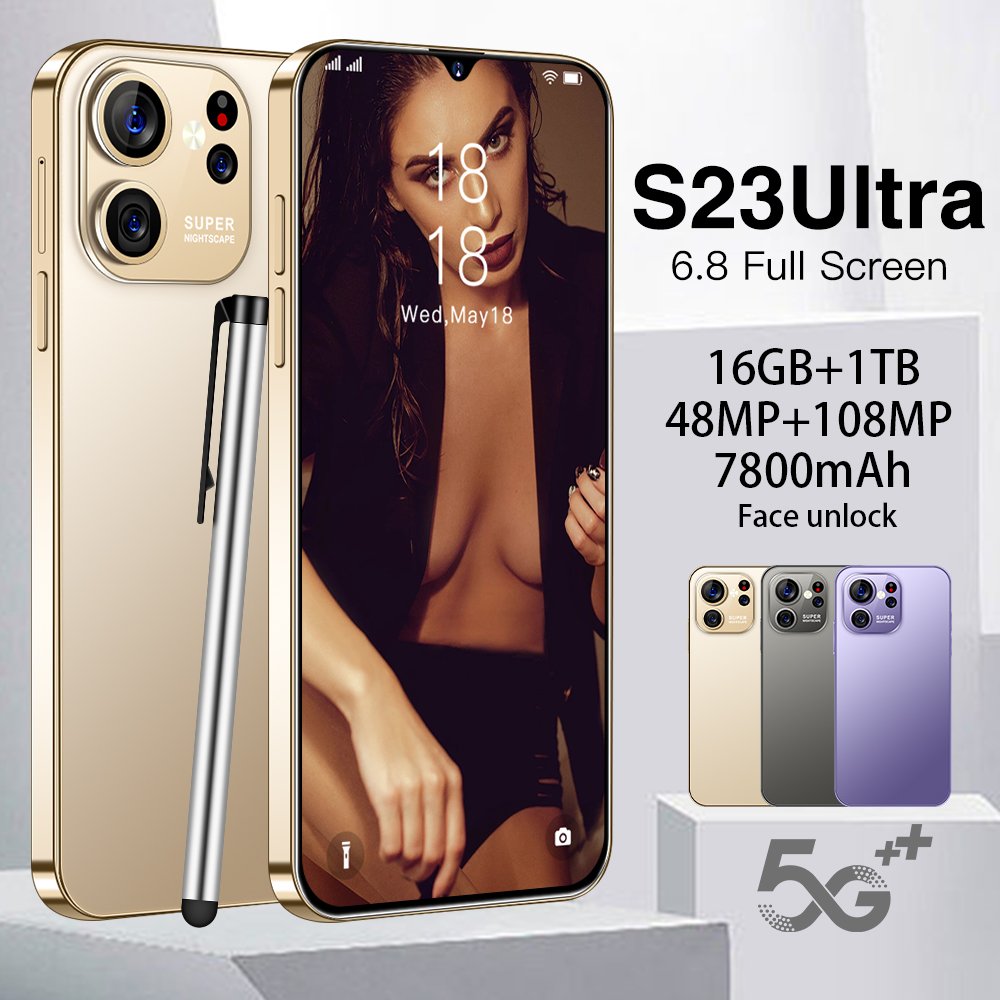 phonehot Selling 5g S23+ Ultra 16gb+1tb 48+108mp 6.8 Inch Full Display Android 12 Mobile Cell Phone Mobile Phonemate60